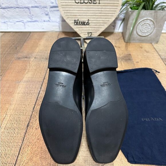 Prada Men Size 7 Black Leather  Metal Horse Bit Slip On Loafer Dress Shoes